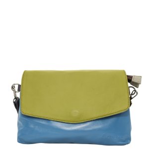 Women’s recycled leather reversible crossbody bag in Green