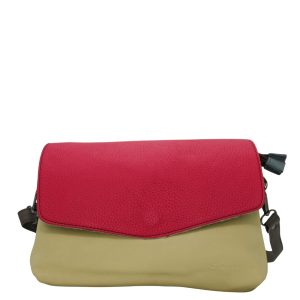 Women’s recycled leather reversible crossbody bag in Yellow