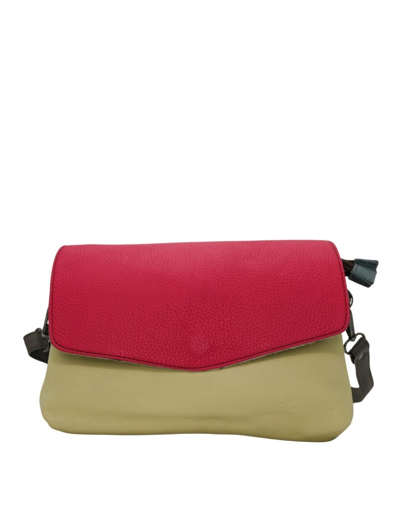 Women’s recycled leather reversible crossbody bag in Yellow