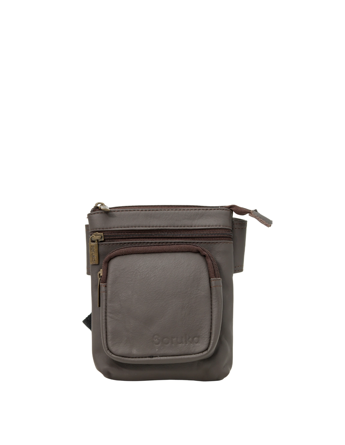 Handmade recycled leather belt bag in Brown tones