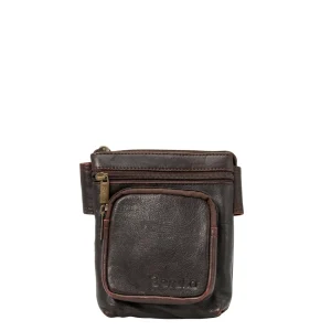 Handmade recycled leather belt bag in Brown tones